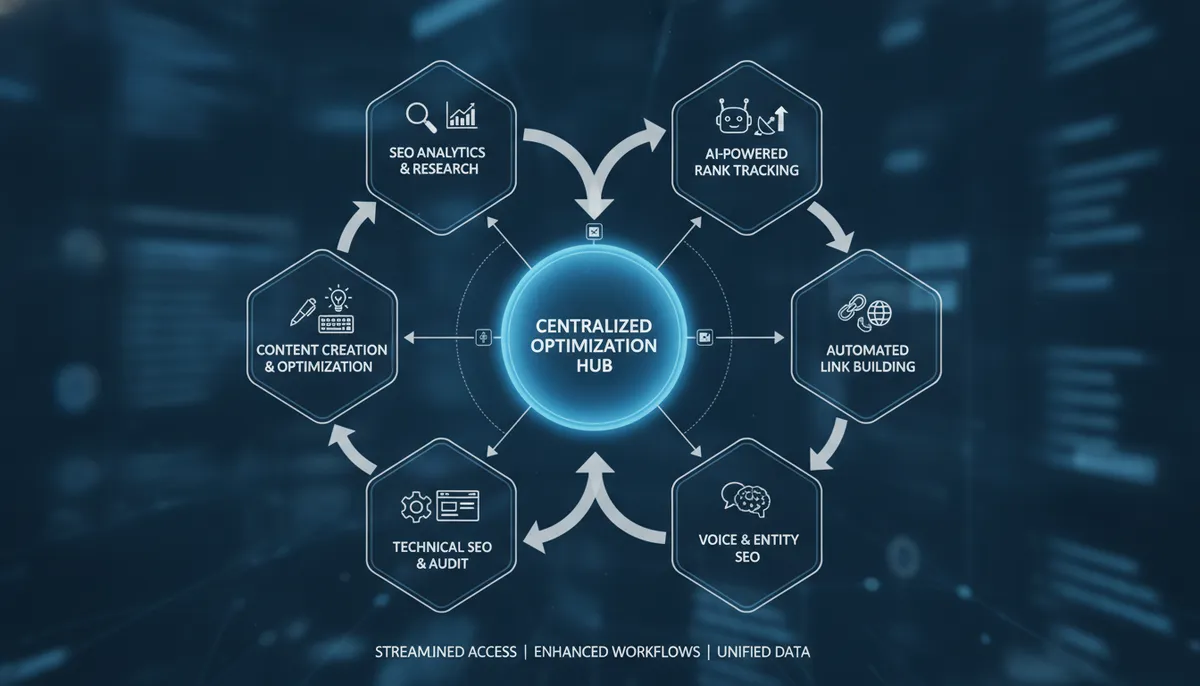 infographic, visual explanation of a centralized directory hub for SEO and AI optimization tools infographic, visual explanation of a centralized directory hub for SEO and AI optimization tools