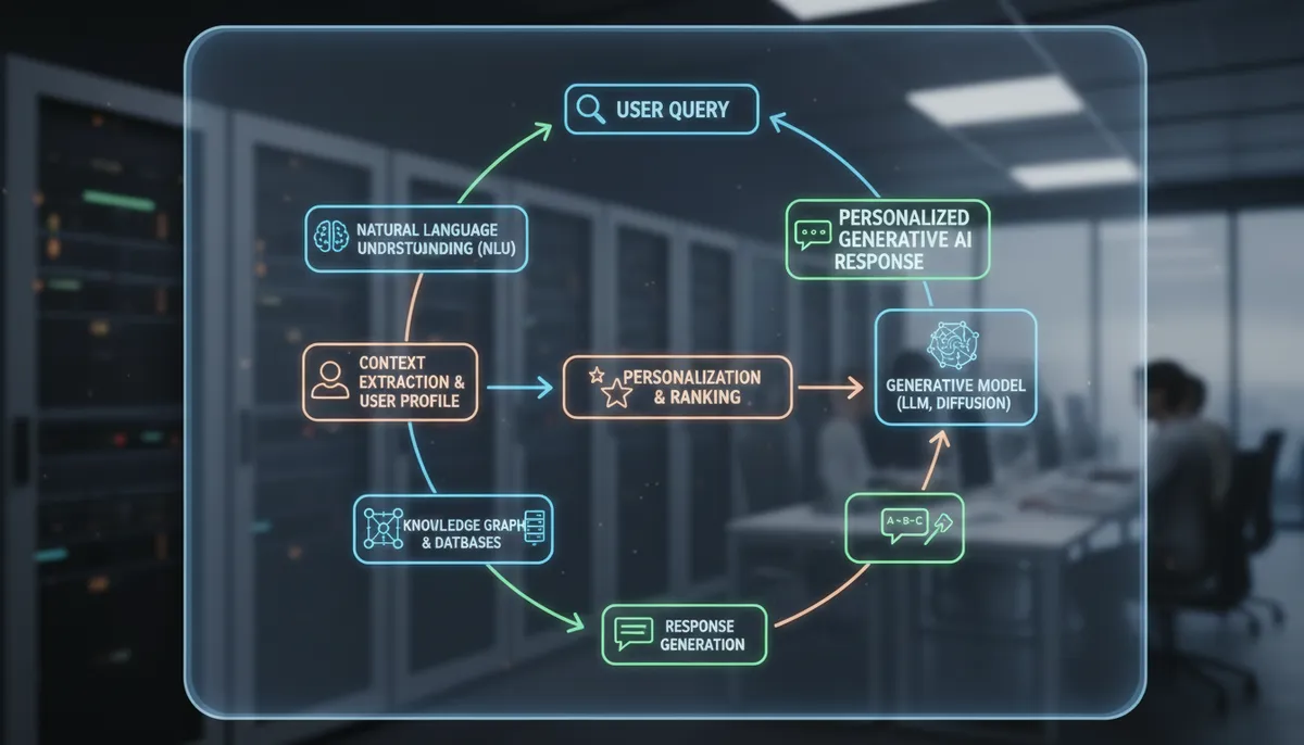 infographic showing the flow from a specific user query to a personalized generative AI response infographic showing the flow from a specific user query to a personalized generative AI response