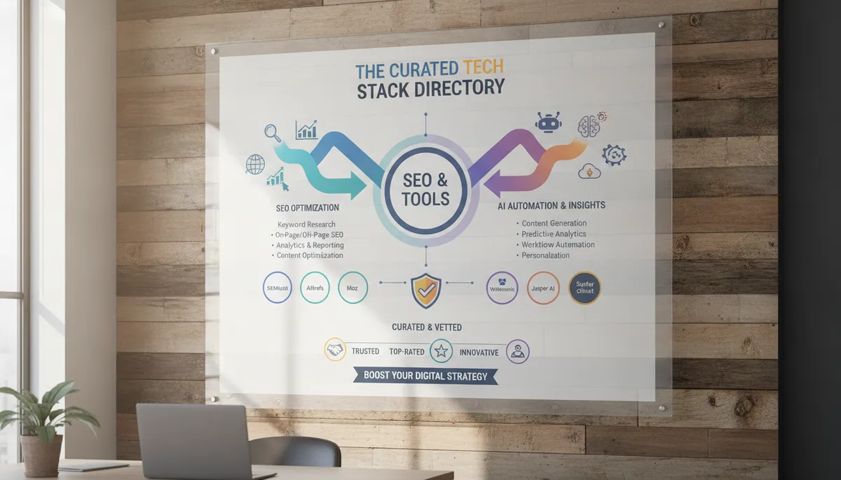 infographic, visual explanation of a curated directory for SEO and AI tools infographic, visual explanation of a curated directory for SEO and AI tools
